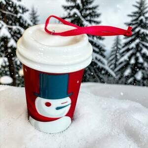 Starbucks Snowman Ornament Cup 2012 Holiday Coffee Mug EUC